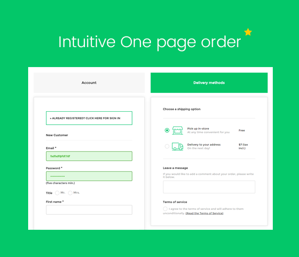 One page order